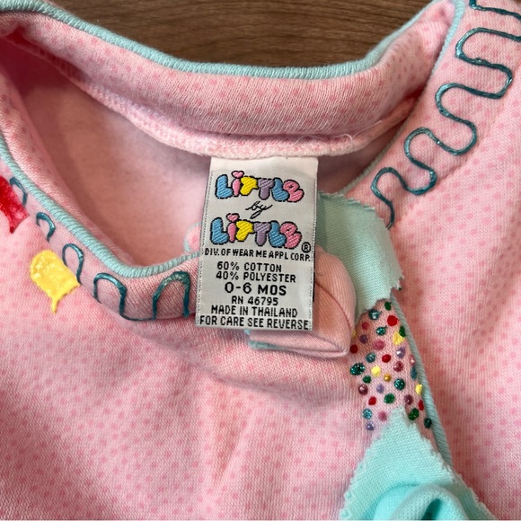 VTG Little by Little 2-Piece Long Sleeve & Puff Paint Sweater Jacket Set 0/6m - Picture 7 of 16